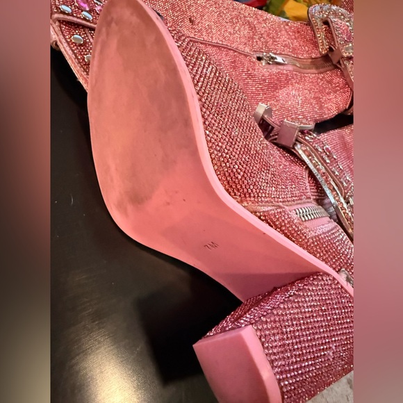 (Out of Stock Online) Dolls Kill-Pink SHERIFF Shine Knee High Cowboy Boots - Picture 2 of 16